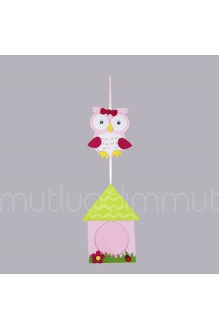 Mutluadim Baykuşlu Çerçeveli Keçe Küçük Kapı Süsü