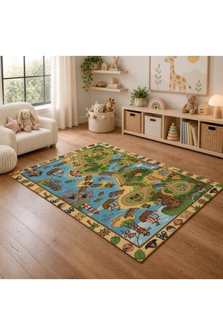 Kartela Halı Safari Kaymaz Taban Çocuk Oyun Halısı - 80 x 120 CM