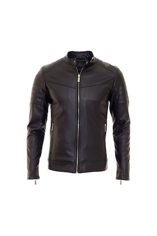 Oliggopol Erkek Siyah İç Cepli Slim Fit Spor Deri Ceket Dm Siyah