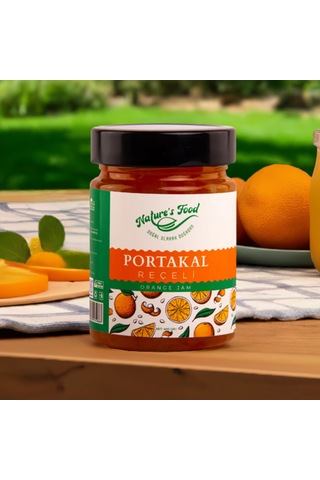 Portakal Reçeli Premium Series 400gr Cam Şişe %65 Portakal Doğal İçerik Doğal Tat Nature's Food