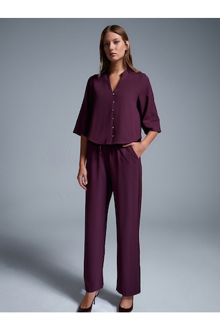 Dilvin 72195 Beli Lastikli Salaş Pantolon-bordo Bordo