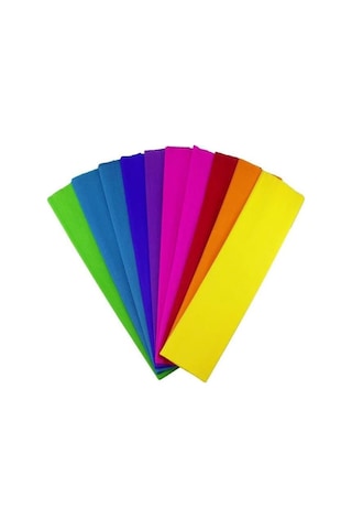 Krapon Kağıdı 10 Renk 50x200 Cm 1 Paket Grapon Kağıdı Karışık Renkli 10'lu Okul Sınıf Kreş Genel