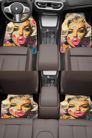 Modern Marilyn Premium Dot Tabanlı 4 Lü Araba Paspası Takımı Aps0003