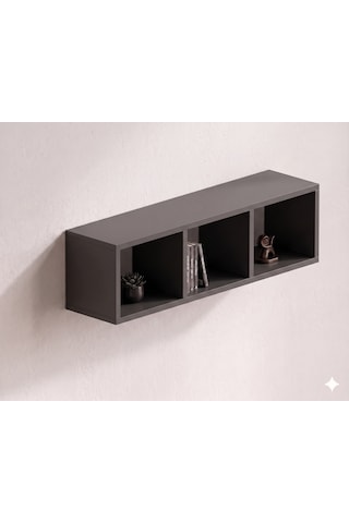 Vira Box Duvar Rafı 90 Cm Dekoratif Kitaplık Ve Duvar Rafı Antrasit