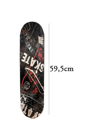 Skate Desenli Rulmanlı 4 Tekerlekli Başlangıç Kaykayı Konforlu Eğlenceli Ahşap Çocuk Skateboard Kırmızı