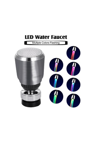 Konesam Led Vanada Kranı, Su Akışı İle Çalışır, Çok Renkli Işıklı Ve Sıcaklık Algılama Özelliği Rgb , Mutfak/banyo GÜMÜŞ