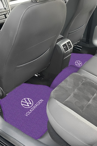Volkswagen Nakış Desenli 5 Li Mor Oto Halı Paspas Seti Premium Şık & Dayanıklı Araç İçi Halı