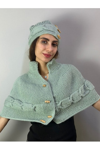 Gönülden Tasarım El Örgüsü Bere Bolero Kadın Set Renkli