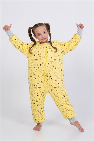 Kız Erkek Çocuk Kalın Elyaf Dolgulu Premium Kalite 2.5 Tog Desenli Uyku Tulumu Sarı - Kahverengi