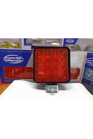 Off Road Sis Farı Sis Lambası 16 Led Kare 2'li Paket Kırmızı