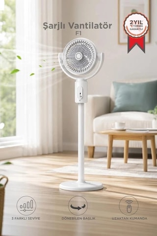 Premium Torima F1 Air Fan Beyaz Kumandalı Yarlanabilir Vantilatör Alternatif Seyahat Masa
