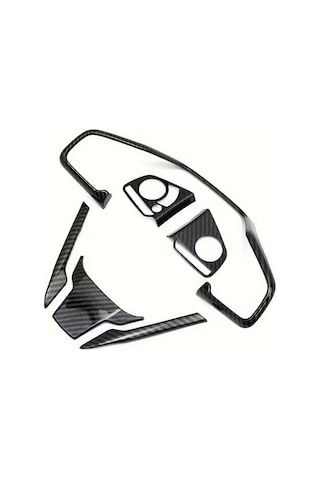 Honda Civic Fc5 Fk7 Karbon Fiber Direksiyon Düğmesi Kaplama 2016-2020 6 Parça Siyah