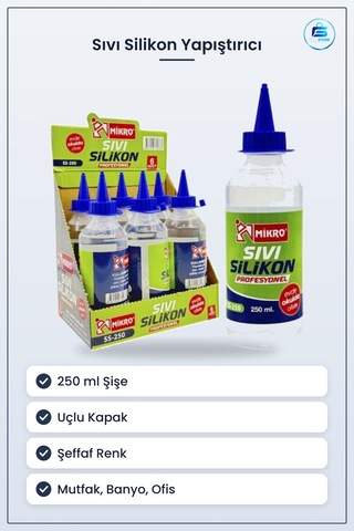 Sıvı Silikon 250 Ml Profesyonel Şeffaf Uçlu Yapıştırıcı Mutfak Ba