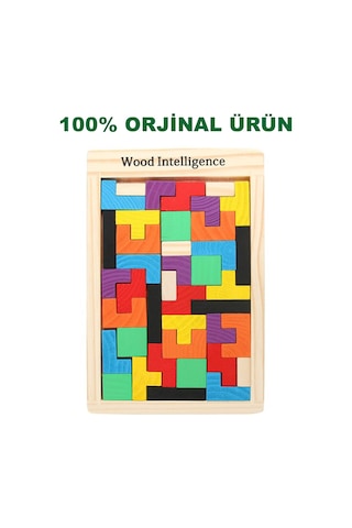 Montessori Ahşap Tetris & Blok Puzzle Zeka Oyuncağı Seti