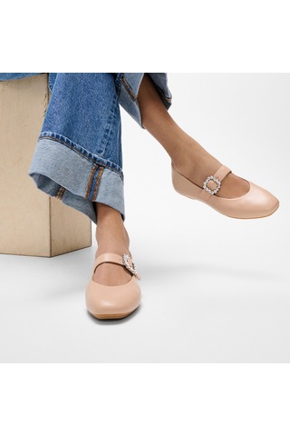 B41 Classic Beige Babet Kadın E3j-b41/001 Fitflop Delıcato Crystal-buckle Leather Mary Janes B41 Classic Beige