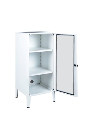 Lande Ziglat Serisi Cam Kapaklı Kilitli Metal Home Office Dolabı Beyaz Ral 9003 450x940x450 Mm Gri-beyaz