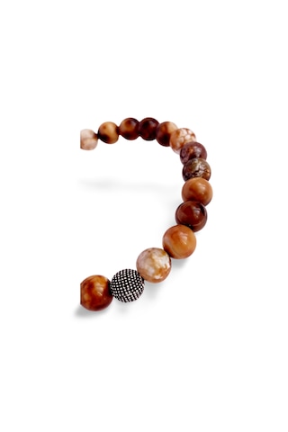 Gümüş Tibet Akik Doğal Taşlı Erkek Bileklik Gümüş