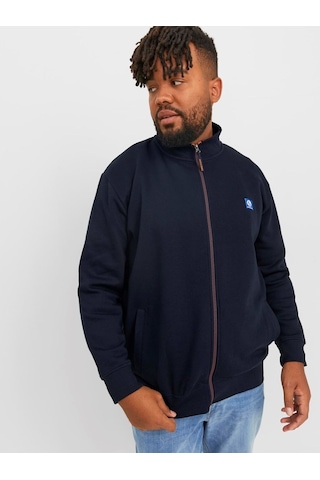 Jack & Jones Jack&Jones Fermuarlı Büyük Beden Lacivert Erkek Sweatshirt 12250426 Lacivert