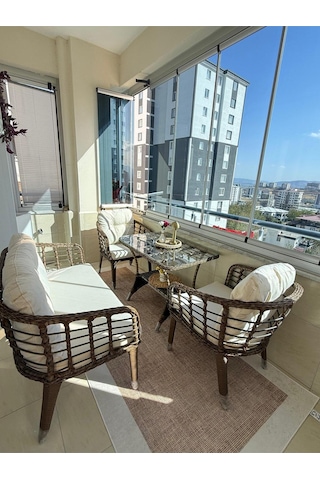 Tu Tienda Kartepe 2 1 1 Rattan Bahçe Balkon Takimi,kahve Rattan/krem Kumaş Krem