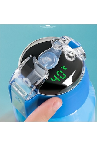 316 Kalite Paslanmaz Çelik Çocuklar İçin Bpa İçermeyen Soğuk Tutan Termal Yalıtımlı Led Işıklı Akıllı Termos Bardak 500 Ml Kapasiteli Yeşil