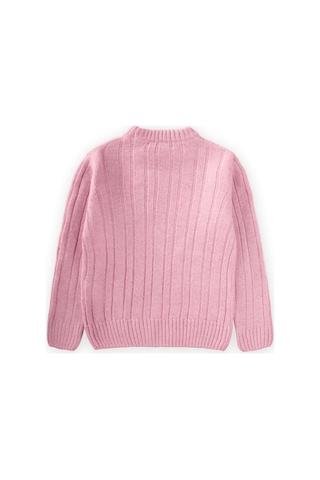 Cigit Saç Örgülü Kazak 1-8 Yaş Pudra Pembe Pudra Pembe