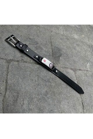 Demon Slayer Sembollü Deri Bileklik Anime Manga Cosplay Siyah