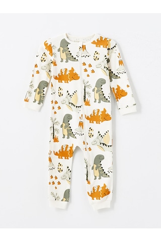 Lcw Bisiklet Yaka Uzun Kollu Erkek Bebek Fermuarlı Tulum 2'li Bej