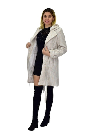 Kadın Pıtırcık Uzun Kaşe Kaban Bgl-st04122 Krem