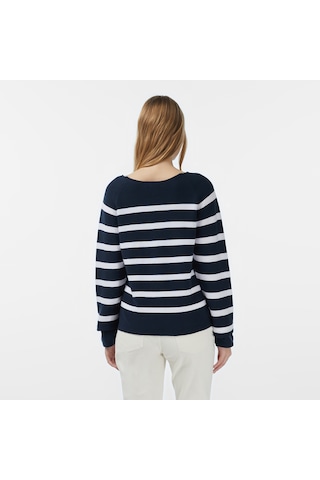 Nautica Kadın Lacivert Regular Fit Kazak Çizgili 57s114t Siyah