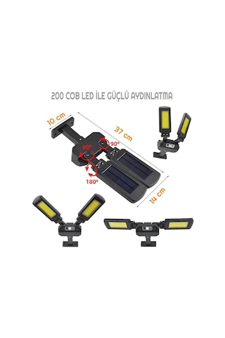 Exeo 200 Cob Solar Led Hareket Sensörlü Kumandalı Su Geçirmez 3 Mod