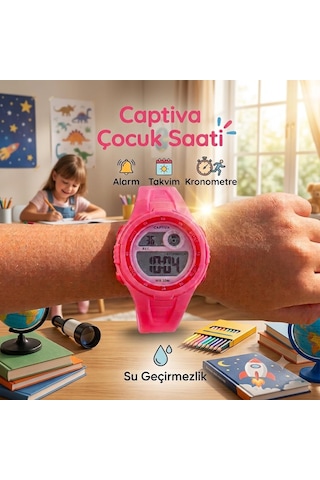 Captiva Alarmlı Kronometreli Çocuk Kol Saati Pembe