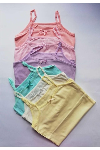 Kota 3411x12 Kız Çocuk 12'li Likralı İp Askılı Karışık Desen Atlet-renkli Asorti