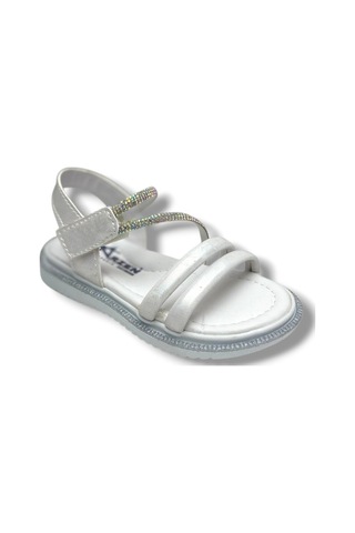 Arzen Bebe 221-26 Anatomik Taşlı Cırtlı Kız Çocuk Sandalet 31-36 Beyaz