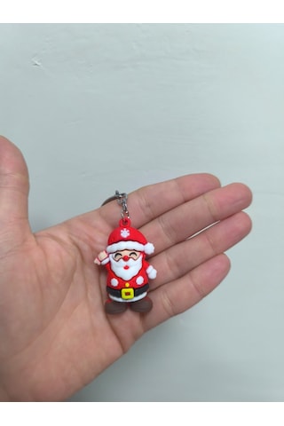 Yılbaşı Temalı Anahtarlık Yeni Yıla Özel Sevimli Ve Anlamlı Hediye Gri - Kırmızı