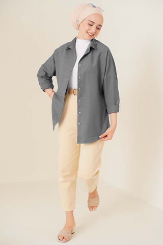Bigdart 103901 Oversize Basic Tesettür Gömlek - Gri 001