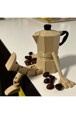 Moka Pot Kahve Demliği Figürlü Sarkan Bacaklı Mutfak Raf Süsü Biblo