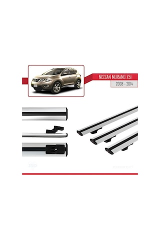 Nissan Murano Z51 2008-2014 Arası İle Uyumlu Basic Model Ara Atkı Tavan Barı Gri 3 Adet