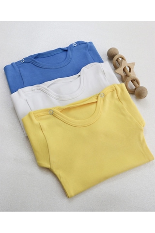 Kız-erkek Unisex 3'lü Paket Bebek Pamuklu Uzun Kollu Basic Cıtcıtli Body-zıbın 001