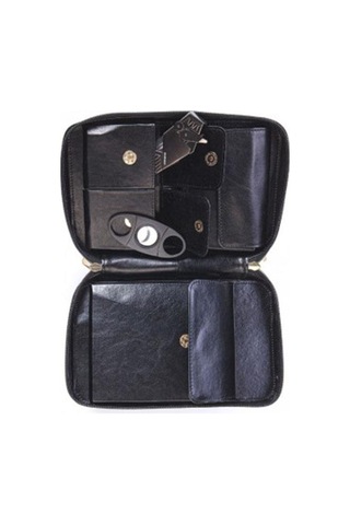 Çakmak Kesicili Xl Siyah Deri Puro Taşıma Çantası