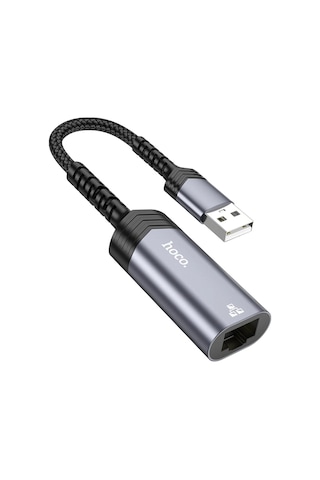 Hoco. Ua26 Tak Çalıştır Usb To Rj45 100 Mbps Ethernet Dönüştürücü - Gri