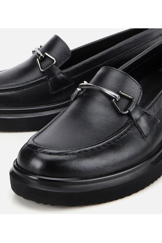 Hotiç Kadın Deri Siyah Tokalı Dolgu Topuklu Klasik Loafer 01ayh314460a100 01ayh314460a100 Siyah