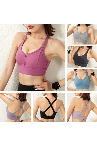 Reedark Hızlı Kuruyan Nefes Alabilen Spor Sütyeni - Çapraz Askılı, Çıkarılabilir Pedli, Asya Bedeni L Mor
