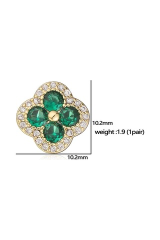 Flybuy Hecheng 18k Altın Kaplama Cz Taş Çiçek Küpe, Romantik Kadın Küpe, Gold Rose Red, 1.50 Cm-gümüş Gümüş