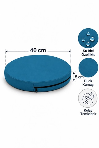Kreş Minderi Anaokulu Aktivite Minderi, Bahçe, Dekor, Sandalye Minderi 40x40x 5 Cm Yuvarlak Minder 1 Adet Petrol