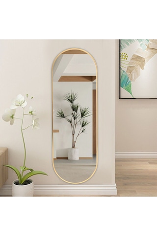 Model Alfa Dekoratif Ayna Boy Aynası Mdf 180cm X 62 Cm Elips Ayna Gold