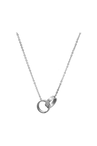 Çift Alyans Tasarım Silver Renk Çelik Kadın Kolye (508194996)