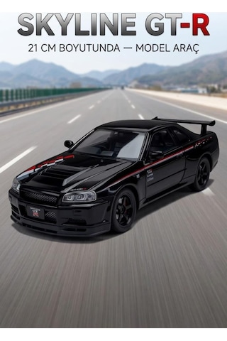 Hobbiez Lisanslı Nissan Skyline Gt-r Model Diecast Car 1/24 Ölçek Metal Standlı Araç