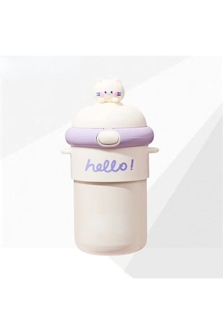 Taşınabilir Sevimli Karikatür Tavşan Su Bardağı-bej