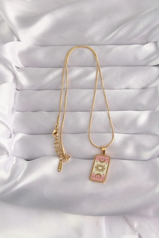 316l Çelik Gold Renk Karışık Mineli Ay Figür Tarot Kolye Çok Renkli 24889450