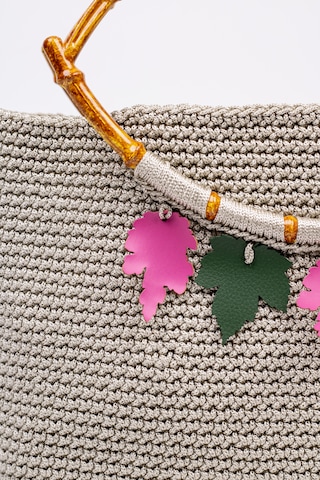 Fabric Craft Bag Gri Tığ Dokulu Bambu Saplı El Çantası Gri Gri